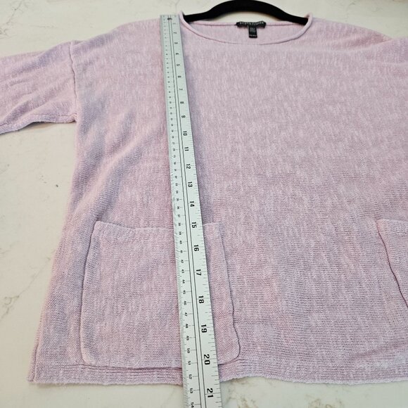 Eileen Fisher Lilac Purple Malow Sweater Size PM Organic Linen Cotton Boxy - Picture 8 of 9